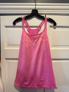 Nike Pink Heathered Double-Strap Dri-FIT Tank